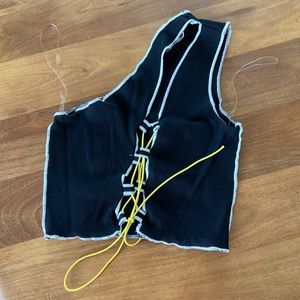 Black One Shoulder Crop Top